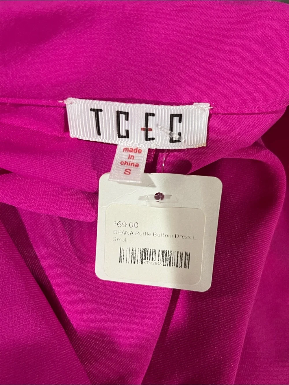 Sleeveless Fuchsia Ruffled Tulle Mini Dress